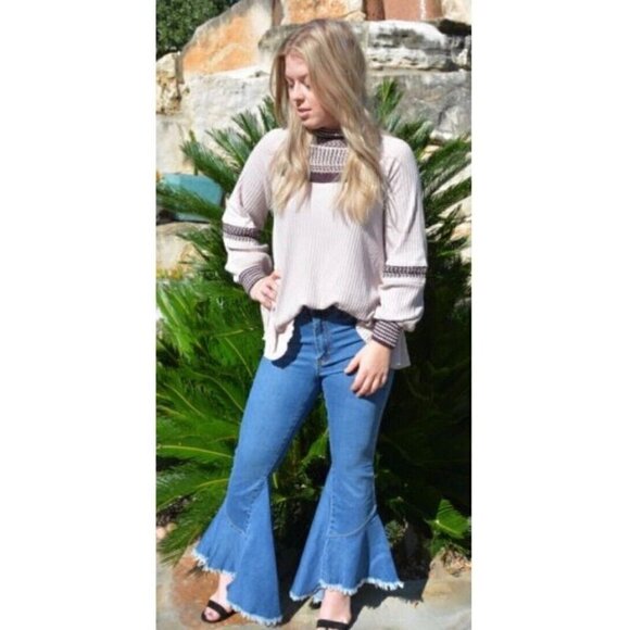 Free People Sz XS Balloon Sleeve Thermal Tank Top White Black Crochet Mock Neck - Picture 12 of 16